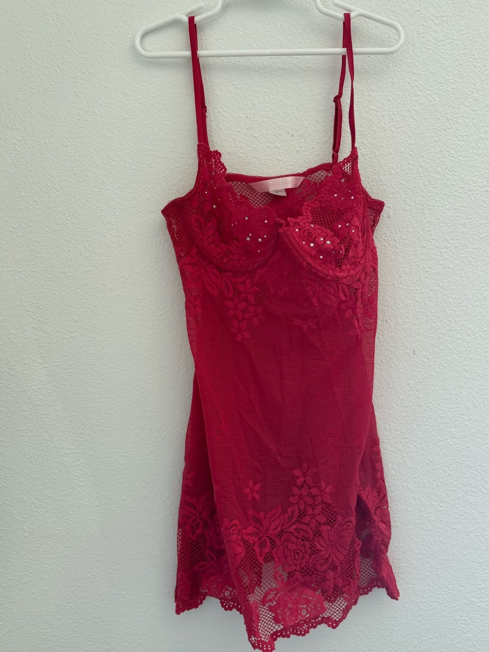 Victoria Secret Red Lace Chemise Slip Dress - Women Intimates